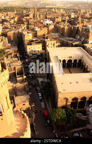 Blick auf die Altstadt Cairo Form Moschee Minarett, Ägypten Stockfoto
