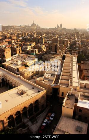 Blick auf die Altstadt Cairo Form Moschee Minarett, Ägypten Stockfoto