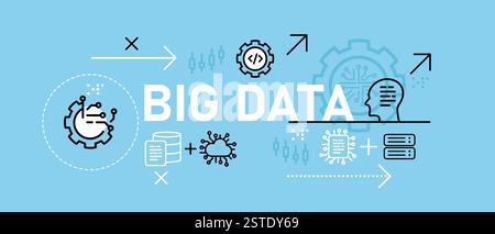 Big Data konzeptionelle Erfassung Wartung Datenbankentwicklung Speichermanagement Software Netzwerkverbindung Cloud-Programmierung Icon Design Konzept Stock Vektor