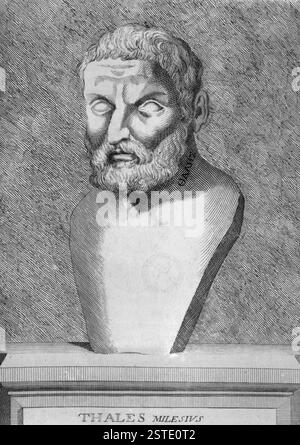 Griechischer Philosoph Thales von Milet Büste, Stich, 1700er Jahre Stockfoto