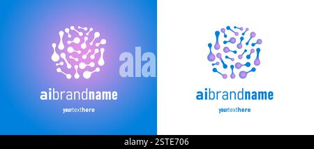 Futuristisches KI-Hirn-Logo mit Neuronenverbindungen und digitalem Netzwerk. Moderne Vektorsymbole mit Farbverläufen für innovative Technologien der künstlichen Intelligenz. Perfekt für App, Website oder Branding Stock Vektor