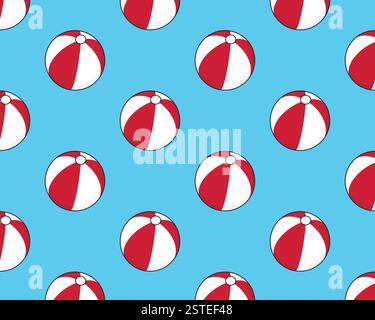 Gestreiftes, federndes Ballmuster. Vektorabbildung. Stock Vektor