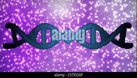 DNA-Strang- und Binärcodierung, Bild der wissenschaftlichen Datenverarbeitung Stockfoto