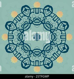 Stilisierte Mandala Blume auf grünes Banner Vektor Stockfoto
