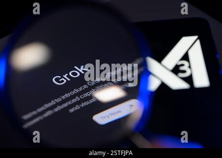 Brüssel, Belgien Februar 2025. Grok-Webseite auf Tablet mit X AI 3, wie in dieser Fotoabbildung zu sehen. Aufgenommen in Brüssel, Belgien, am 18. Februar 2025. (Jonathan Raa/SIPA USA) *** ausschließlich für redaktionelle Nachrichten *** Credit: SIPA USA/Alamy Live News Stockfoto