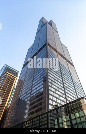 Der in Willis Tower umbenannte Sears Tower ist das höchste Gebäude in Chicago. Stockfoto