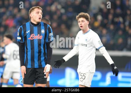 Bergamo, Italien. Februar 2025. Wahnvorstellung von Mateo Retegui aus Atalanta BC 1907 während des Play-off-Spiels der UEFA Champions League 2024/2025 zwischen Atalanta BC und Club Brugge VK im Gewiss-Stadion am 18. Februar 2025 in Bergamo, Italien. Quelle: Roberto Tommasini/Alamy Live News Stockfoto