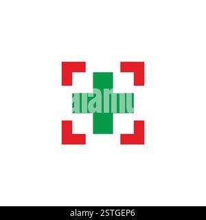 Plus medizinischer farbenfroher quadratischer Ziel-Logo-Vektor Stock Vektor
