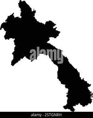 Editierbare Vektor-Silhouettenkarte des asiatischen Landes Laos. Stock Vektor