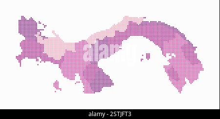 Panama gepunktete Karte. Digitale Landkarte des Landes auf weißem Hintergrund. Panamaform mit quadratischen Punkten. Farbige Punkte. Kleine Quadrate. Stock Vektor