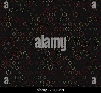 Mosaikhintergrund mit Tileable. Mehrfarbige geometrische Elemente unterschiedlicher Größe. Gestapeltes Hexagon-Mosaikmuster. Geometrische Wabenformen. Stock Vektor