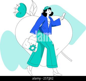 Happy Valentinstag flache Zeichen Vektor Konzept Geschäft Hand gezeichnete Illustration Stock Vektor