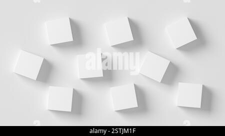 Cubes isoliert auf hellgrauem Hintergrund. Draufsicht. 3D-Abbildung. Stockfoto