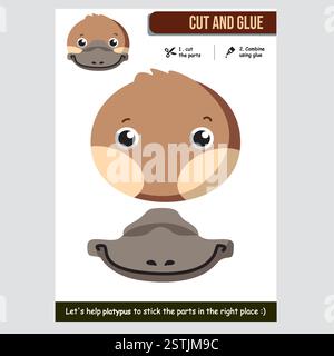 Niedliche Bastelaktivität für Kinder mit Ausschnitts- und Klebeanweisungen Stock Vektor