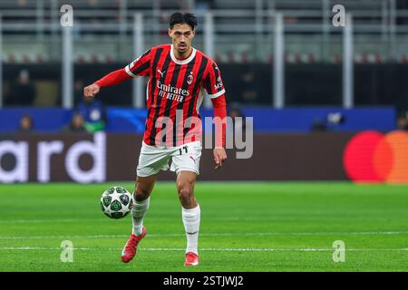 Mailand, Italien. Februar 2025. Tijjjani Reijnders vom AC Milan in Aktion während der Play-offs der UEFA Champions League 2024/25 in der Play-off-Phase zwischen AC Milan und Feyenoord Rotterdam im San Siro Stadium Credit: dpa/Alamy Live News Stockfoto
