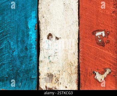 Französische Flagge aus bemalten Dielen Stockfoto