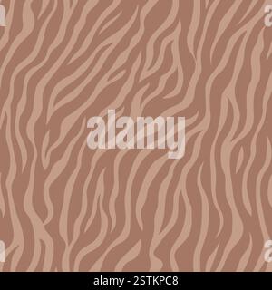 Zebra-Modemuster, afrikanische Tierhautstruktur, nahtloses sich wiederholendes Vektormuster, braune Farben Stock Vektor