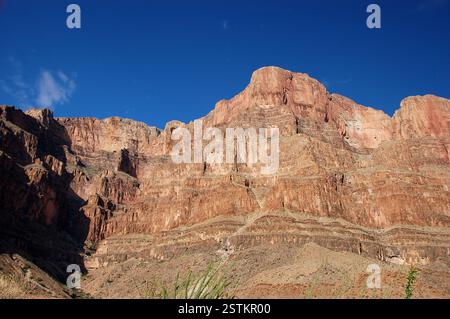 Atemberaubende Aussicht auf den Grand Canyon aus der Vogelperspektive mit seiner weiten, zerklüfteten Landschaft, tiefen Tälern, geschichteten Felsformationen und atemberaubender natürlicher Schönheit Stockfoto