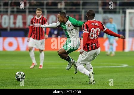Mailand, Italien. Februar 2025. Igor Paixão Feyenoord während des Spiels AC Milan vs Feyenoord Knockout Phase Play-offs 2. Leg Champions League - Mailand 18. februar 2025 Credit: Kines Milano/Alamy Live News Stockfoto