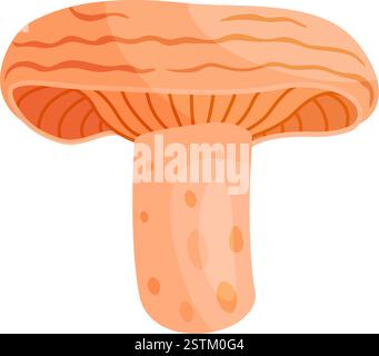 Safranmilchkappe essbare Waldpilze Symbol. Handgezeichneter, trendiger, flacher Milchdeckel. Lactarius deliciosus Pilzgruppe graviert. Vektordarstellung isoliert Stock Vektor