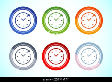 Langlebige Icon-Design-Illustration. Strapazierfähigkeits-Symbol. Steht für Langlebigkeit. Set mit 6 Farbknöpfen Stock Vektor