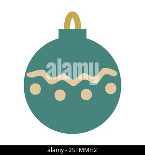 Grüne Weihnachtskugel mit flachem Symbol. Vector Flat Design Kugel, Stock Vektor