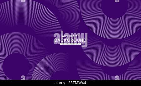 Dunkler abstrakter Hintergrund mit lila leuchtenden Kreislinien - geometrische glänzende lila Vektor-Design-Illustration. Stock Vektor