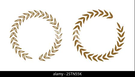 Elegantes Set aus Lorbeerkranz mit Vintage-inspirierten Designs in flachen und konturierten Designs. Perfekt für Auszeichnungen, Zertifikate, Branding und Dekorationen Stock Vektor
