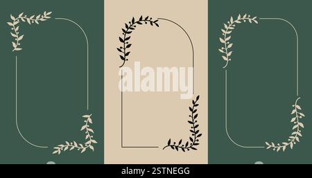 Blumen- und Blattrahmen. Botanischer Kranz, Girlande, Grenze. Vektorabbildung. Stock Vektor