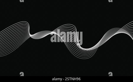 Abstrakte fließende Bänder Wellen der vielen farbigen Linien. Abstrakte wellige Streifen auf dunklem, isoliertem Hintergrund. Geschwungenes glattes Band. Vektorabbildung Stock Vektor
