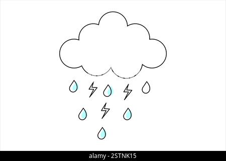 Zeichnung einer Punktewolke mit einer Linie und Abbildung eines isolierten kontinuierlichen Konturvektors Stock Vektor