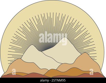Türkei Landschaft Wüste mit Sonnenuntergang Illustration. Ramadan Mubarak Feier einfaches Design Stock Vektor