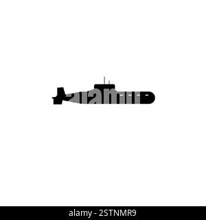 Atom-Armee-U-Boot, Deep Bathyscaphe Solid Flat Vektor-Symbol isoliert auf weißem Hintergrund. Stock Vektor