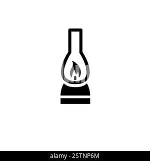 Öllampe, Camping Kerosin Gas Laterne Solid Flat Vektor Symbol isoliert auf weißem Hintergrund. Stock Vektor