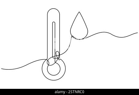 Durchgehendes einzeiliges Thermometer mit hoher Temperatur Stock Vektor