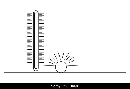 Durchgehendes einzeiliges Thermometer mit hoher Temperatur Stock Vektor