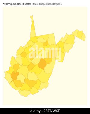 West Virginia, Usa. Einfache Vektordarstellung. Statusform. Stil für Volumenkörperbereiche. Grenze zu West Virginia. Vektorabbildung. Stock Vektor
