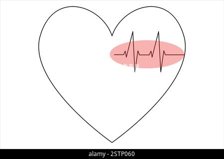 Durchgehende einzeilige Herz- und Liebeszeichen-Symbolzeichnung isoliert auf weißem Hintergrund Kunstillustration Stock Vektor