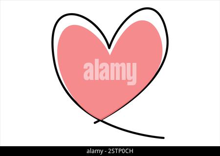 Durchgehende einzeilige Herz- und Liebeszeichen-Symbolzeichnung isoliert auf weißem Hintergrund Kunstillustration Stock Vektor