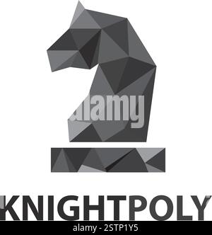 Logodesign mit niedrigem Poly Knight Stock Vektor