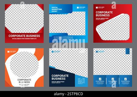 Moderne Digitale Marketingagentur Social Media Post Template Set Stock Vektor