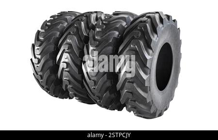 3D-Traktorreifen auf transparentem Hintergrund Stockfoto