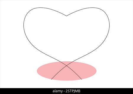 Herz durchgehende eine Linie Kunstzeichnung des Herzens Hand gezeichnete Vektor-Illustration Stock Vektor