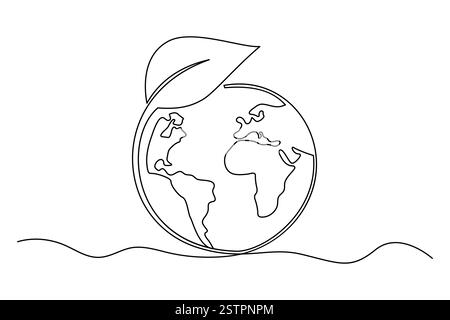 Durchgehende einzeilige Erdkugel-Umrissvektor-Illustration für minimalistische und moderne Designs Stock Vektor