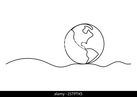Durchgehende einzeilige Erdkugel-Umrissvektor-Illustration für minimalistische und moderne Designs Stock Vektor