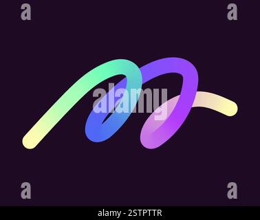 Helle, neonfarbene Formen mit glatten Kurven und Schleifen. Lebendige Farben übergehen durch nahtlose Verläufe und mischen Farbtöne wie Rosa, Blau, Grün, A Stock Vektor