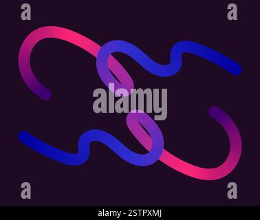 Helle, neonfarbene Formen mit glatten Kurven und Schleifen. Lebendige Farben übergehen durch nahtlose Verläufe und mischen Farbtöne wie Rosa, Blau, Grün, A Stock Vektor