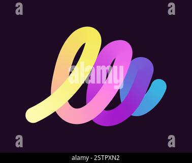 Helle, neonfarbene Formen mit glatten Kurven und Schleifen. Lebendige Farben übergehen durch nahtlose Verläufe und mischen Farbtöne wie Rosa, Blau, Grün, A Stock Vektor