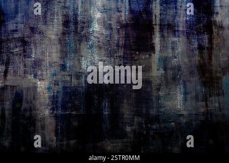Abstrakte dunkel strukturierte Malerei mit Blau- und Schwarztönen Stockfoto