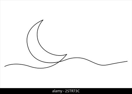 Durchgehende einzeilige Mondkontur Vektorgrafik Illustration Stock Vektor
